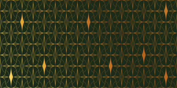 Luxury art deco seamless pattern background vector. Abstract elegant art nouveau with golden geometric line vintage decorative minimalist. Design for wallpaper, banner, card.