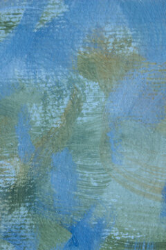 Elegant abstract acrylic painting featuring layered blue and green brush strokes with subtle gold texture. A premium artistic background perfect for branding, packaging, wellness, editorial layouts an
