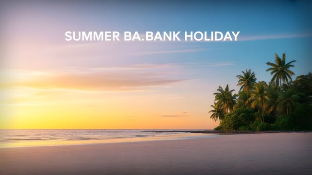 Beautiful tropical beach landscape at sunset perfect for a relaxing summer bank holiday weekend getaway travel background