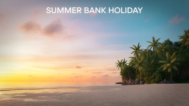 Beautiful tropical beach landscape at sunset perfect for a relaxing summer bank holiday getaway and travel vacation