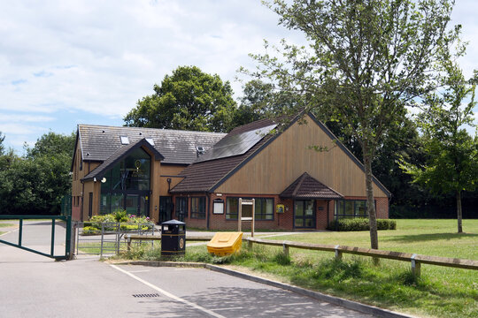 Horndean, Hampshire, England. 1st July 2026. Jubilee Hall and Horndean Parish Council Building Exterior with Solar Panels in Hampshire UK