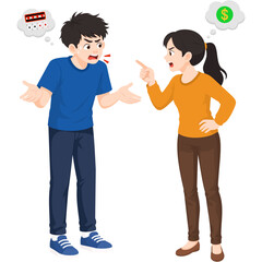 Fototapeta premium Couple Arguing Over Money and Gambling
