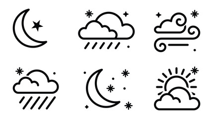 Fototapeta premium Weather icon set featuring meteorological symbols and celestial