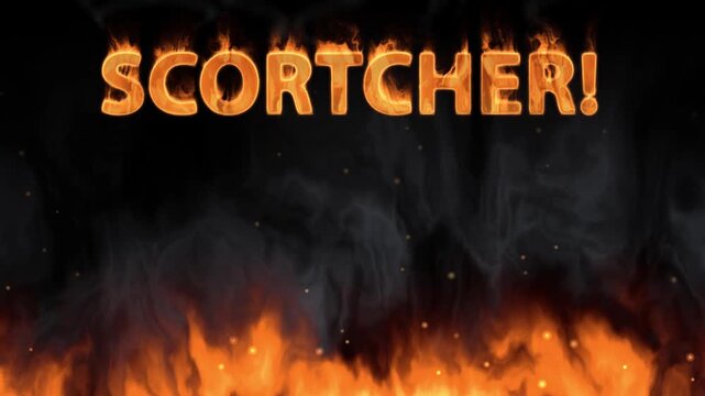 Animated Burning Text with Ground Fire and Smoke on Black Background