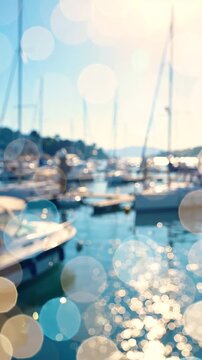 A Scenic Marina at Dusk: A Tranquil View of Boats Docked Under the Soft Glow of the Setting Sun with Reflections on Calm Water