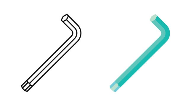 Hex key wrench flat vector illustration on a white background