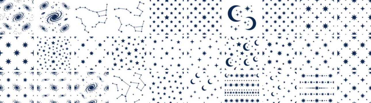 Cosmic Night Sky Patterns: Stars, Moons, and Galaxies