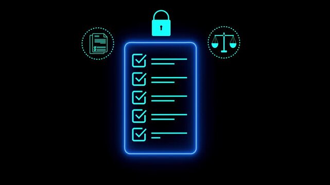 Digital Agreement with checklist box, symbolize secure animation and verified transaction in tech age.