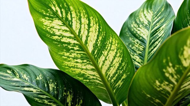 Green leaves with yellow patterns
