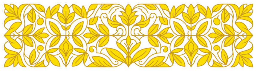 Fototapeta premium Elegant Golden Leaf Pattern Border Design