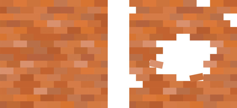 Hole in red brick wall