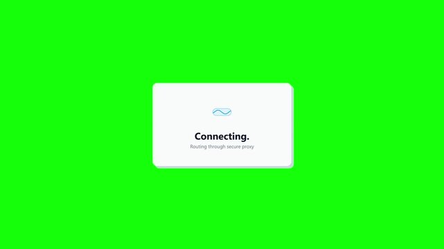 Animated Connection Popup Window Routing Through Secure Proxy Server on Green Screen Chroma Key Background