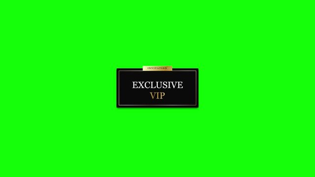 Premium Animated Black and Gold VIP Exclusive Invitation Card Element Isolated on Green Screen Chroma Key