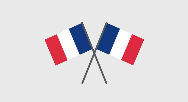 Two Crossed French Flags Symbolizing France and International Relations.