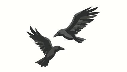 Naklejka premium Two Flying Ravens Geometric Illustration