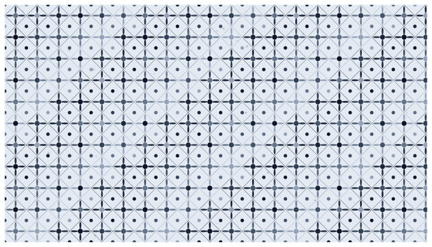Abstract geometric pattern with blue dots and lines forming square shapes.