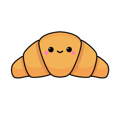 Obraz premium Cute Kawaii Croissant Bread Vector Illustration