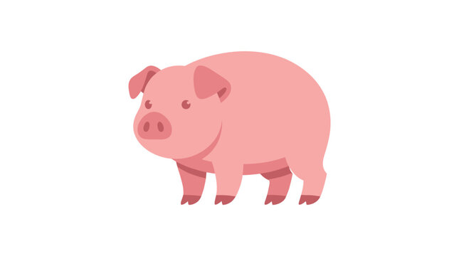 Cute Cartoon Pig Illustration on White Background