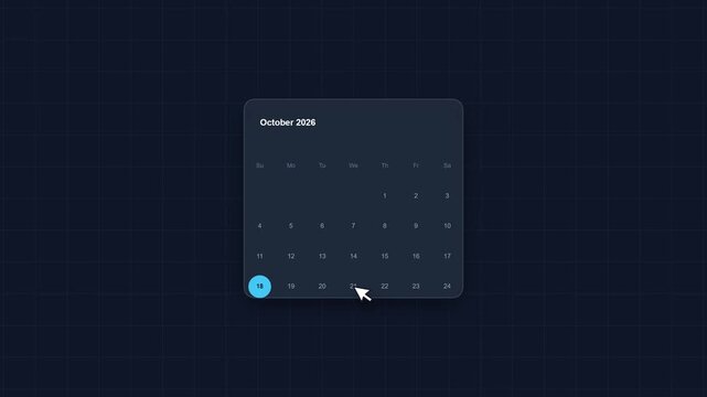 Minimal Digital Calendar Interface with Cursor Navigation Motion Graphic