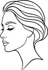 Minimalist line art profile portrait of a woman with portrait minimalist monochrome continuous © ROP