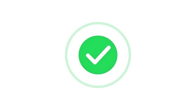 Green checkmark icon animation for success and approval check validation correct button interface