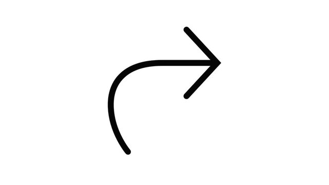 Curved right arrow icon outline style representing direction and navigation symbol