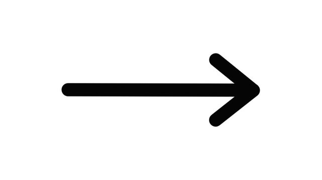 Black minimalist arrow icon pointing right on white background for web navigation design and interface elements