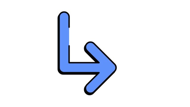Blue L-Shaped Corner Arrow Sign Vector Illustration for Navigation and Directional Design Elements