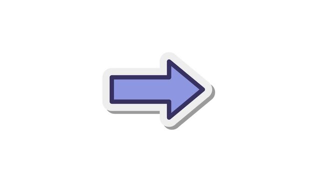Stylized blue arrow pointing right sticker illustration for web interface and navigation