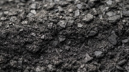Fototapeta premium Close up of black recycled rubber granules used in playground with highlighting texture composition sports playground surfaces detailed close shredded