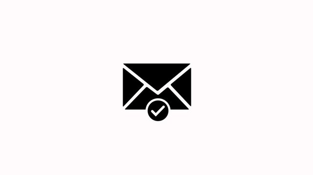 Mail box with check mark icon animation on white background. Email box and check mark verified icon. Mail envelope and check mark icon for successful e-mail delivery, email delivery confirmation