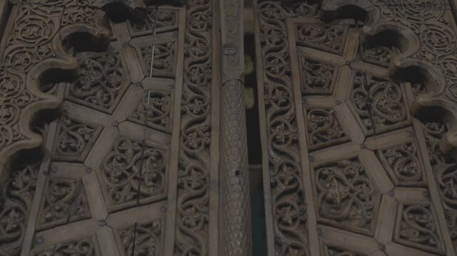 12th Century Seljuk Wooden Minbar Detail, K&uuml;ndekari Technique, Alaeddin Mosque, Ankara