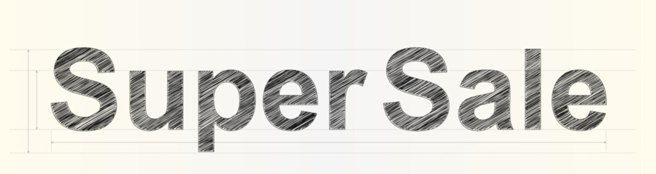 Creative hand drawn scribbled sketch typography for the promotional text Super Sale retail announcement