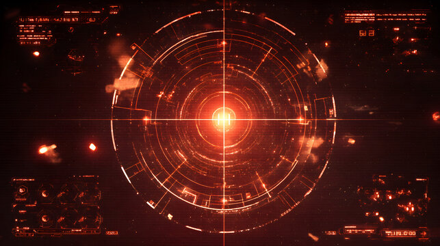 Red Futuristic Crosshair Radar HUD Target Interface