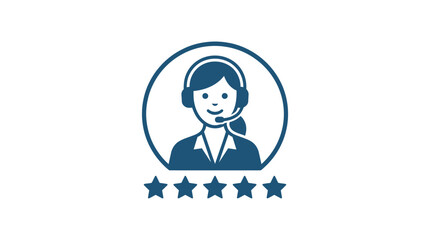 Fototapeta premium Customer Service Representative with Five Star Rating Icon Vector Illustration