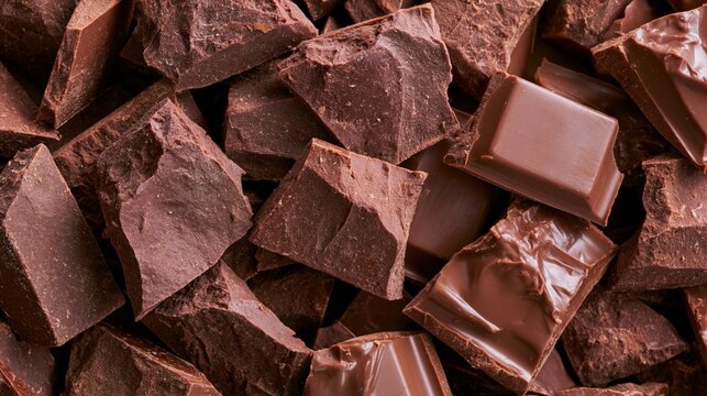 The Dark Chocolate Chunks Close-Up Showcasing Rich Texture and Shine