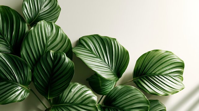 green leaves on white background, close-up, plant