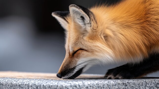 Fox with its head down