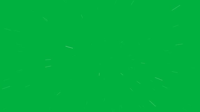 Abstract white light streaks moving towards camera on green screen background video effect.