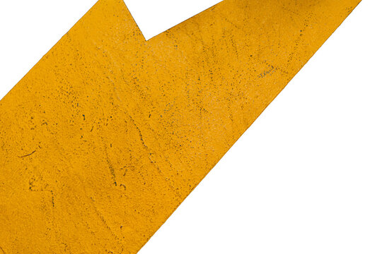 Isolated textured abstract geometric yellow shape on pure white background, gritty industrial design asset