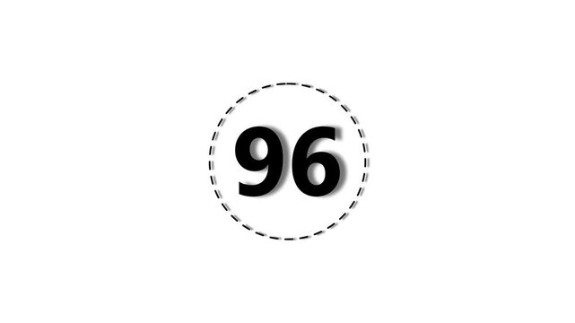 Number 96 black color animation motion graphics sign symbol in circle concept. 