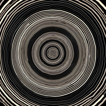 Abstract circular tunnel background. Hypnotic black and white vortex pattern design.
