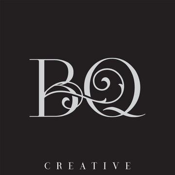 Elegant Wedding BQ Monogram Vector Logo with Ornamental Swirl