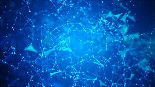 Abstract Connected Network with Glowing Nodes and Lines Technology Background