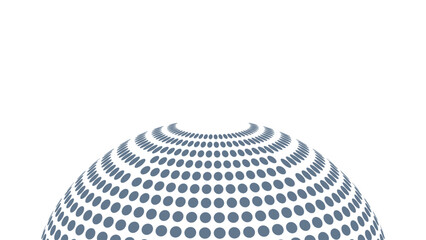 Rising halftone dome with radial dot perspective - abstract dotted sphere horizon vector in blue grey for presentations backgrounds and futuristic design © NaeemurRahman