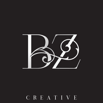 Luxury Double BZ Initial Monogram Vector Logo for Wedding Branding with Ornamental Swirl