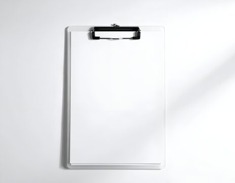 Blank Paper Sheet on a Clipboard Isolated on a Clean White Background