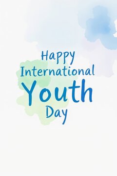 Soft Blue and Green Watercolor Background Poster for International Youth Day
