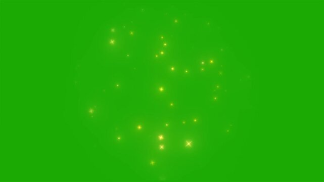 Abstract Twinkles star Particles flow in Background. 4K Twinkling star motion graphics with green screen background. Gold Glitter Trail Particle Moving Awards Background
