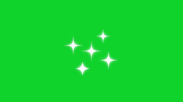Sparkling Star Animation in Adobe After effects on green screen background. Twinkle light stars sparkling, sparkling stars animation, Starry night sky, milky way stars twinkle shine effects. 4k